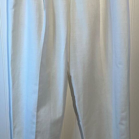 Elisabeth by Liz Claiborne Pleat Front Pants Women’s 16 White Linen/Cotton Blend - Picture 3 of 9
